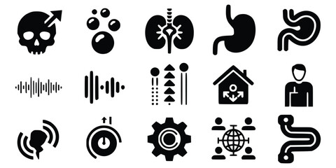 Collection Of Graphic Symbols Depicting Diverse Concepts In Business And Medicine