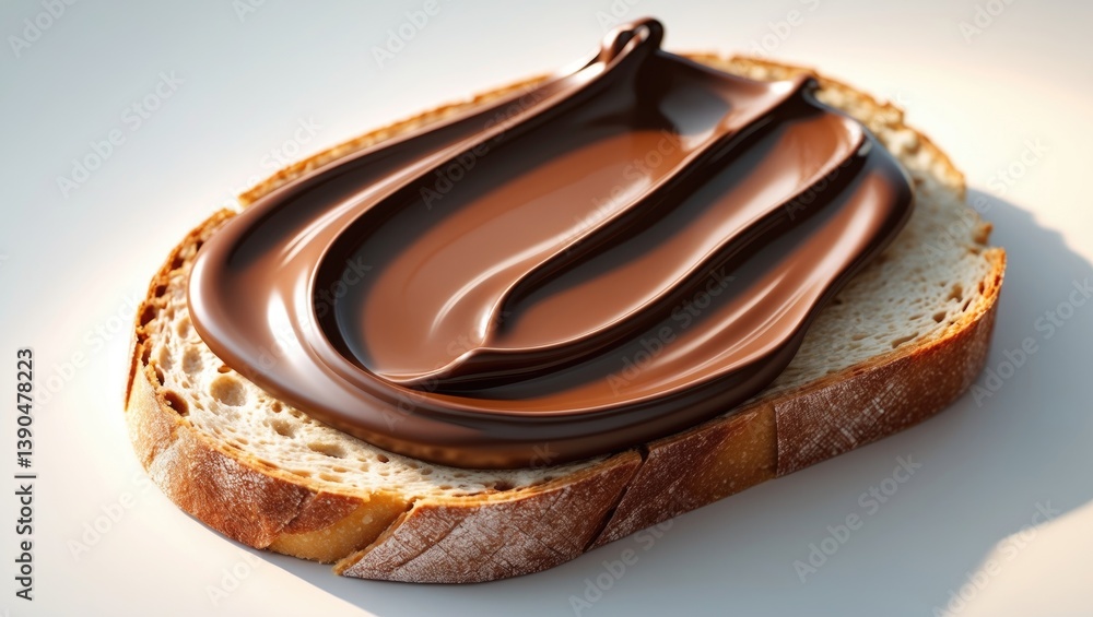 Poster slice of bread topped with chocolate swirl cream isolated against a background