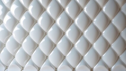 Wide light white luxury upholstery sofa texture background concept featuring clean gray vintage leather furniture with a tufted pattern wallpaper, showcasing an elegant armchair's mattress button s...