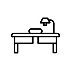 Naklejka premium Desk icon with lamp on a simple flat design