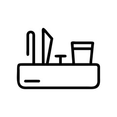 Fototapeta premium Desk organizer with pens and paper on white background