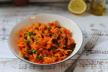 A bowl with traditional Polish carrot salad © nastyakamysheva