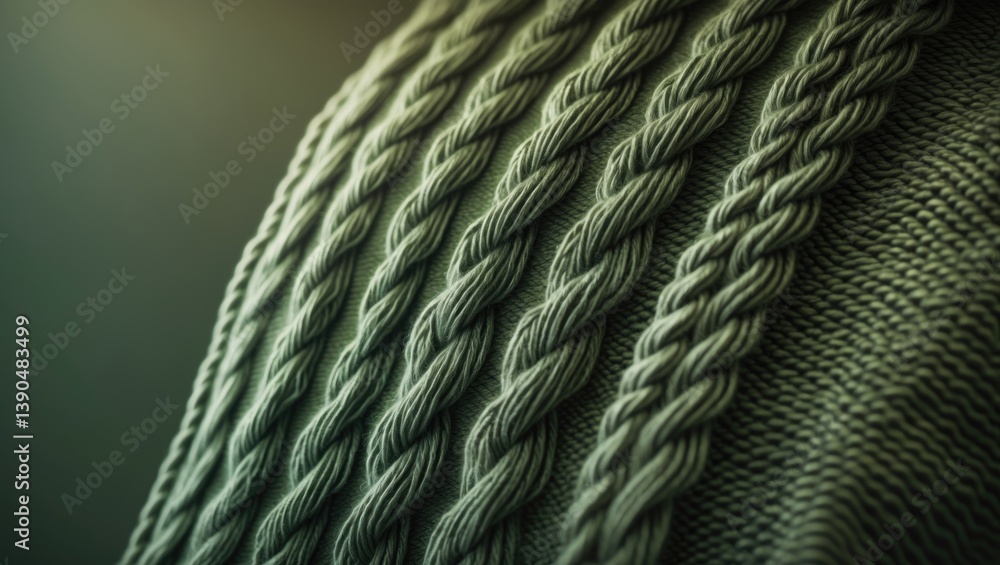 Poster texture of hand-knitted fabric made from threads with a cables knitting stitch pattern.
