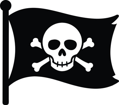 recommend clip art: pirate flag with a skull and crossbones silhouette, skull and crossbones flag silhouette 