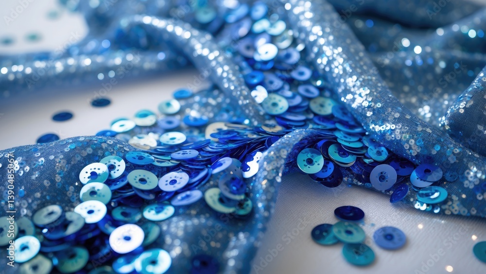 Poster texture of glossy fabric adorned with sequins. opulent background embellished with sparkles.