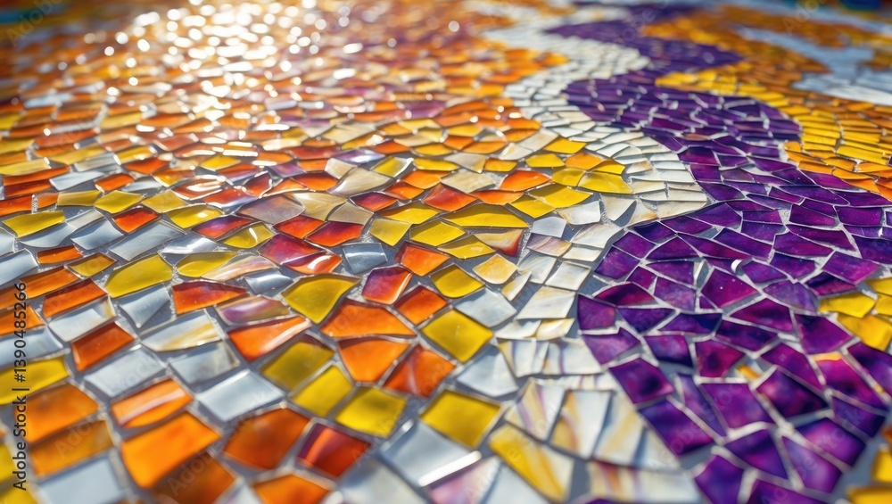 Poster closeup photo of multi-colored mosaic stones showcasing texture, background, and pattern. structure 
