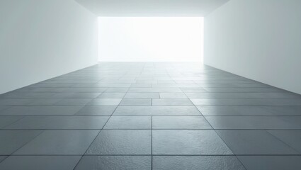 The gray tiled floor is vacant and unobstructed. The flooring throughout the house.