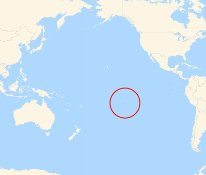 Location Map of the island Pukapuka (French Polynesia). The island is highlighted with a red circle. No labels at all.