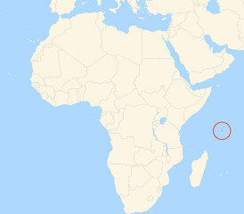 Location Map of the island Mahe (Seychelles). The island is highlighted with a red circle. No labels at all.