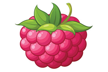 A colorful raspberry displays its distinctive round shape and bright pink hue with lush green leaves, highlighting its freshness and appeal as a nutritious fruit option.