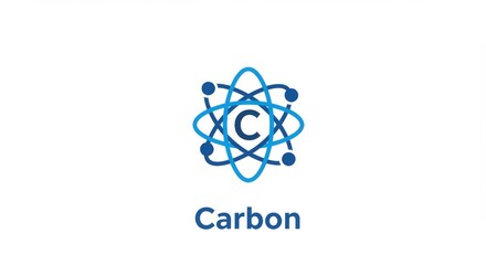 Carbon atom illustration with atomic structure design for educational purposes