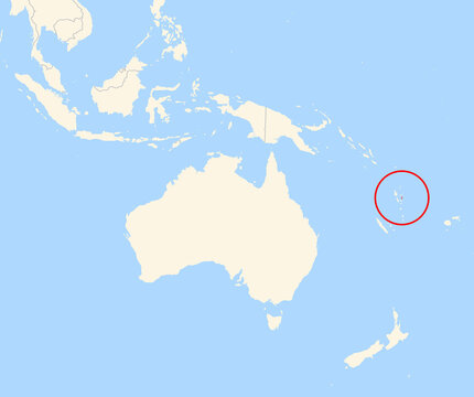 Location Map of the island Pentecost (Vanuatu). The island is highlighted with a red circle. No labels at all.