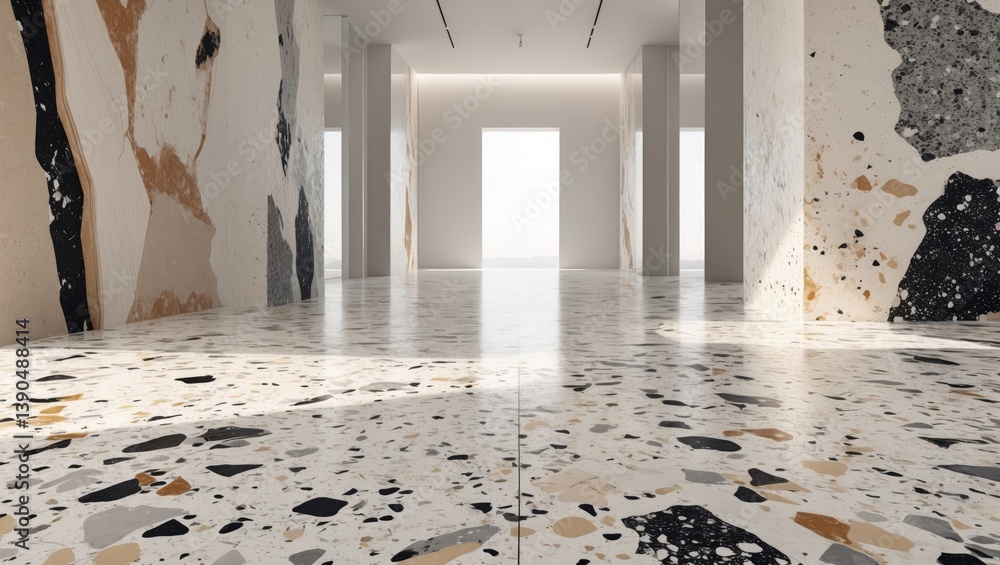 Aufkleber seamless pattern of terrazzo flooring. comprising marble, stone, and concrete, it is polished smooth