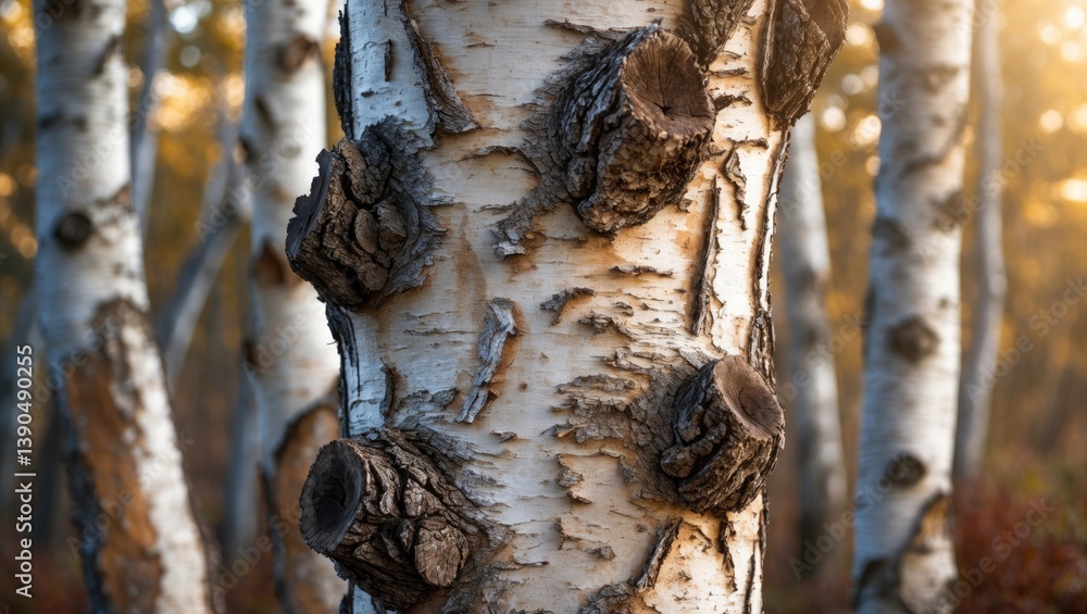Poster birch bark texture or background. a macro shot taken using stacking technology of the trunk. the tex