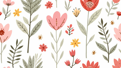 Seamless pattern with red tulips