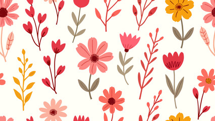 Seamless pattern with pink flowers, seamless floral pattern