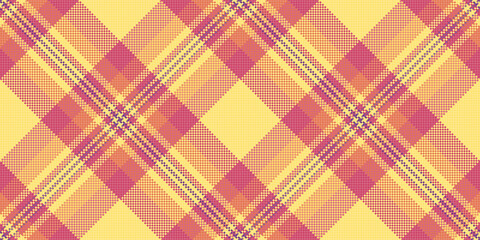 Vibrant, pixelated plaid pattern in warm sunset hues.  Perfect for textile design, website backgrounds, or fashion illustrations.