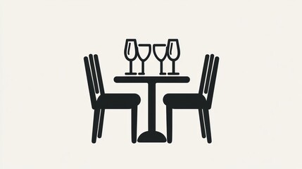 Restaurant Table and Chairs. Illustration of dining setting. Suitable for restaurant menus or interior design projects