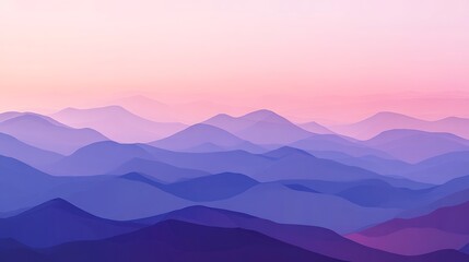 Obraz premium Serene purple and pink mountain range at sunset.