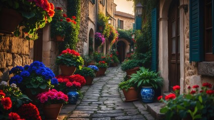 Fototapeta premium Spello and its charming nooks and streets of the beautiful towns.