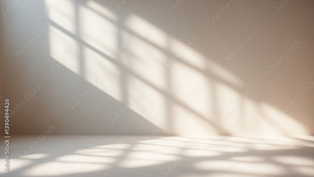 Poster soft grid-like shadows on a white wall with minimal texture background