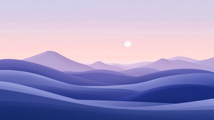 Serene purple mountainscape at sunrise/sunset.