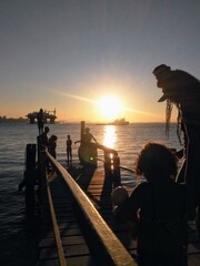sunset on the beach deck