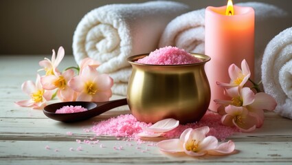 Plakat SPA accessories for massage arranged on a light backdrop.