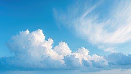 summer blue sky with cloud gradient light on a white background. beauty of bright cloud cover in sunlight with calm, clear winter air in the background. spring breeze
