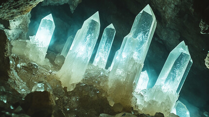 Cave interior with faintly glowing crystals barely visible