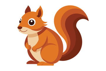 Obraz premium A cheerful cartoon squirrel stands with a friendly expression, featuring large eyes and a bushy tail, ideal for children's stories or educational content.