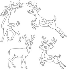 Deer Clipart Set: Hand-drawn Deer Illustrations: Doodle Cartoon Deer Animals for Crafters, Designers, and DIY Lovers.