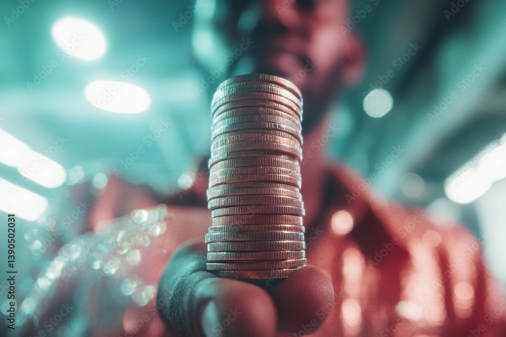 Fototapete neurotech finance innovative wealth stacking strategy with precision coin balance - next-gen investm