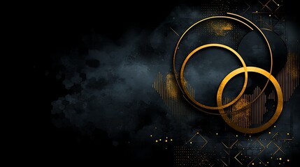 Dark Abstract Gold Circles Background