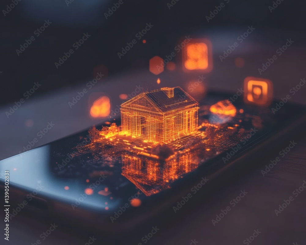 Aufkleber futuristic blockchain real estate immersive digital transformation of property investment through au