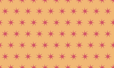 Vibrant repeating pattern of stylized stars on a warm, peachy background.  Perfect for textile design, website backgrounds, or playful branding.