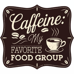 Vintage Coffee Shop Label and Sign with Coffee Cup Illustration