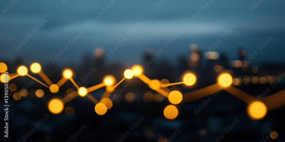 Aufkleber Quantum Connectivity Visualized Luminescent Urban Data Network Mapping Innovative Smart City Infrastructure Transformation in Nocturnal Metropolis Landscape