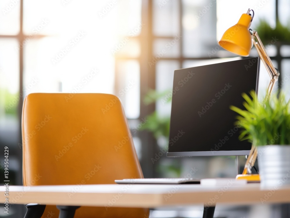 Poster minimalist digital nomad workspace vibrant ergonomic home office design with modern productivity aes