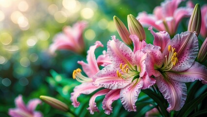 Stargazer lily flower shown in close-up with a soft-focus background.