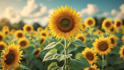 Obraz premium Sunflower beaming at us in the garden