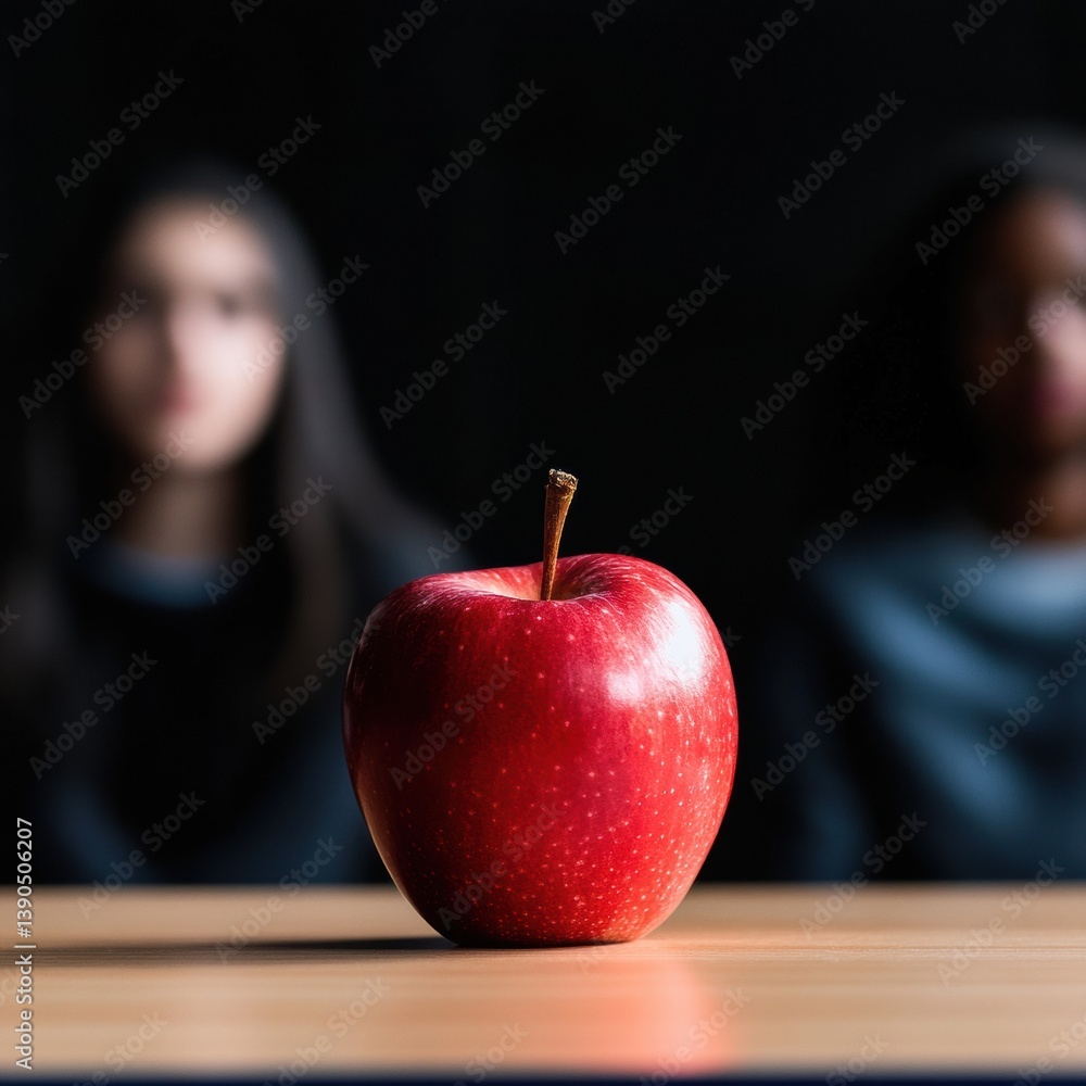 Poster minimalist educational insight vibrant red apple as symbolic knowledge catalyst in modern learning e