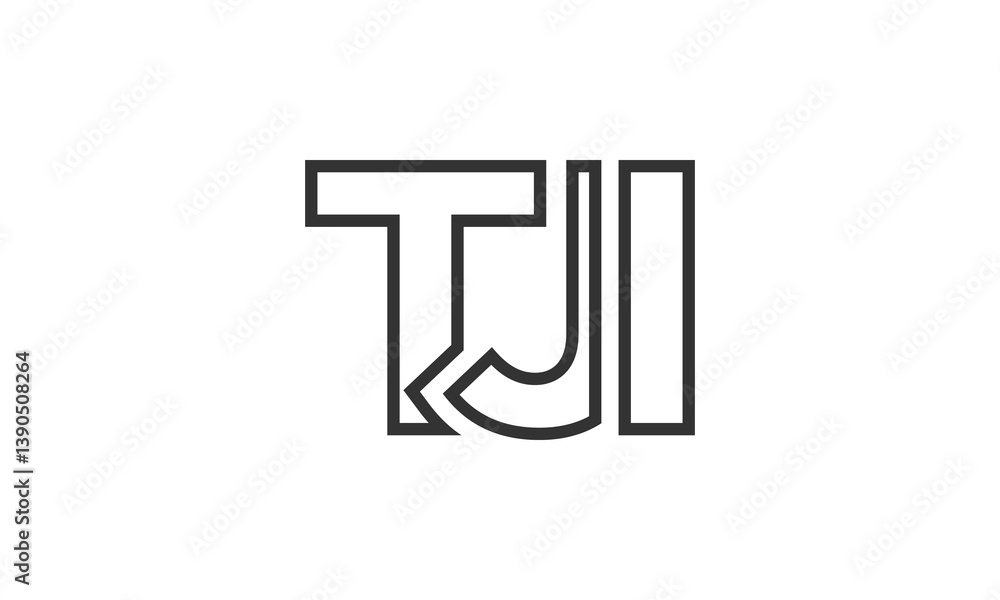 Poster tji logo design template with strong and modern bold text. initial based vector logotype featuring s