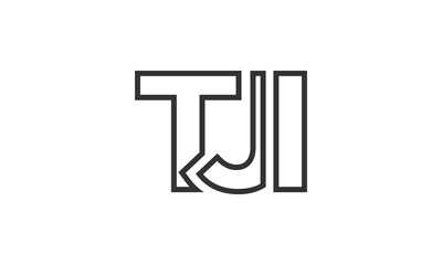 TJI logo design template with strong and modern bold text. Initial based vector logotype featuring simple and minimal typography. Trendy company identity.