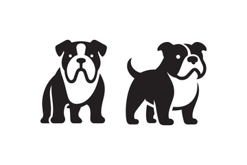 Symbol of simple Bulldog silhouette in a simple, minimalist vector on a white background