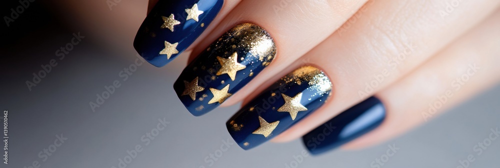Poster digital experience aesthetics metallic star-studded nail art showcasing user feedback design with lu