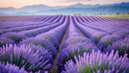 Obraz premium Lavender Fields at Sunrise, a Stunning View