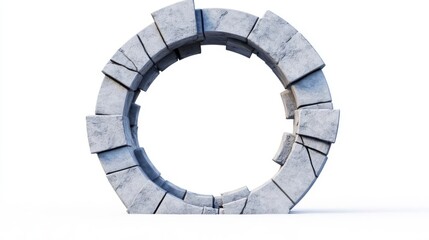 Abstract stone structure resembling a circular gateway, showcasing modern architectural design and creativity.