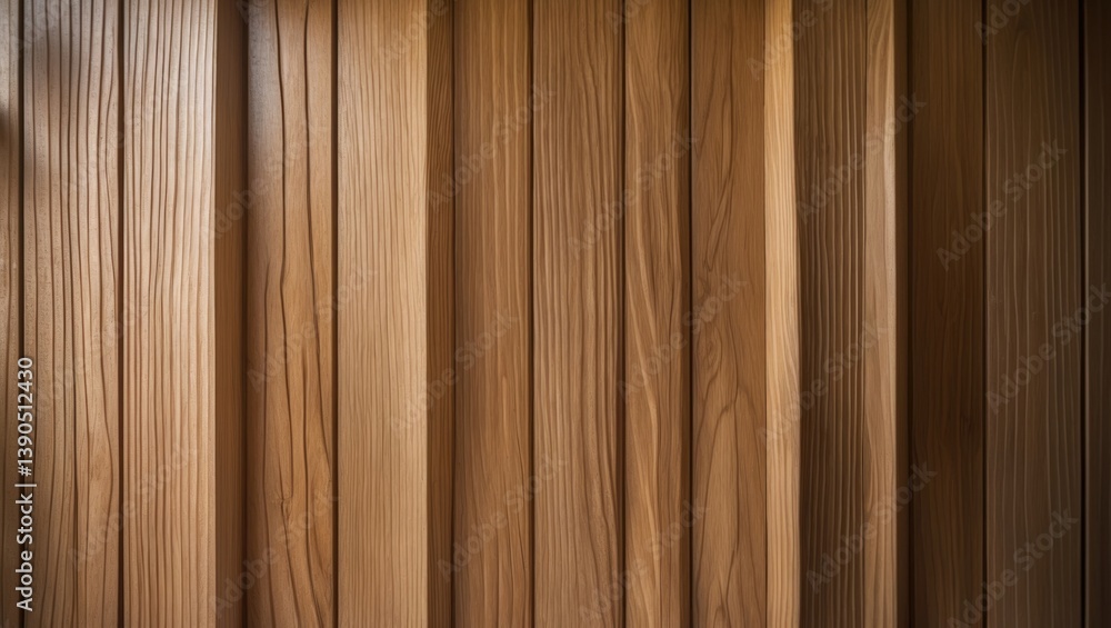 Poster stylish modern wainscoting created from thin light-toned timber planks serving as a textured backdro