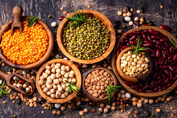 Beans, lentils, soybean, pea and chickpea